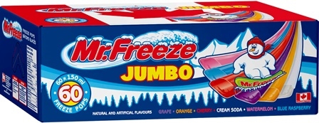 Mr Freeze Jumbo Pops Ice Freezie Sticks 60/150ml Sugg Ret $5.89 or $0.99 each