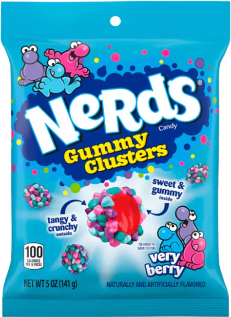 Nerds Clusters Berry Peg Top Bag 10/142g Sugg Ret $4.59