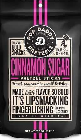 Pop Daddy Gourmet Pretzel Sticks Cinnamon Sugar 12/212g Sugg Ret $6.99