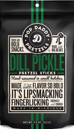 Pop Daddy Gourmet Pretzel Sticks Dill Pickle 12/212g Sugg Ret $6.99