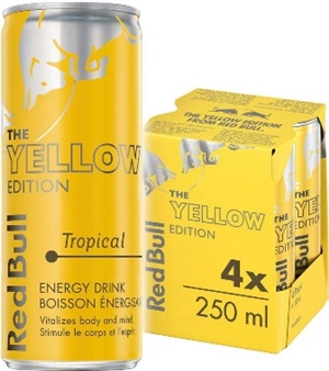 Red Bull 250 ml 4 Pack Yellow  Tropical 6/4/250ml Sugg Ret $3.79 ea or $14.99/4 Pack