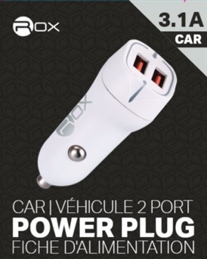 Rox. Car Charger USB 2 Port 3.1 Amps SM2FCC  6/ Sugg Ret $11.99