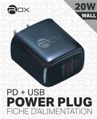 Rox. Premium Type-C & USB PD Wall Charger CUL Approved 20 Watt SM6755 6/Sugg Ret $16.69