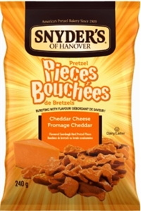 Snyderâ€™s of Hanover Cheddar Cheese Pretzel Pieces 12/240g Sugg Ret $5.69