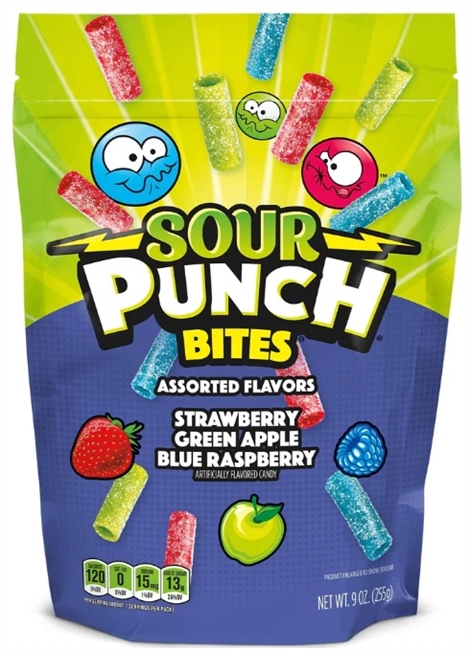 Sour Punch Bites Stand-Up Bag Assorted Flavors 12/255g Sugg Ret $5.49