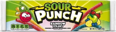 Sour Punch 57g Rainbow Straws 12/57g Sugg Ret $1.89***ON SALE 2 FOR $3.00***