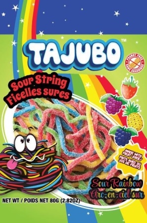 Tajubo Sour Rainbow Sour String Candy 12/80g Sugg ret $2.19