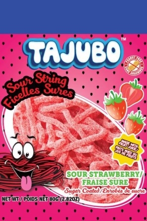 Tajubo Sour Strawberry Sour String Candy 12/80g Sugg ret $2.19