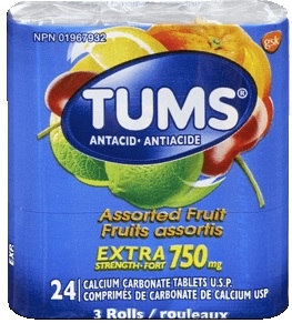 Tums 3 Pack Assorted Fruit Heartburn Relief Roll 6/3 500ml Pack Sugg Ret $4.99