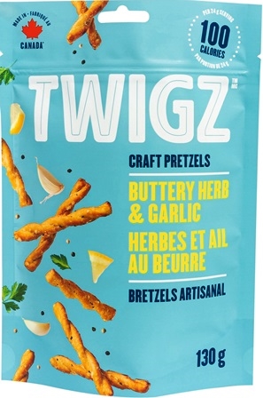 Twigz Pretzels Original Buttery Herb and Garlic 12/130g Sugg Ret $5.49