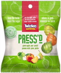 Twizzlers Gummies Press'D Green Apple Pear Peach  12/100g Sugg Ret $6.99***ON SALE FOR $1.19 EACH***