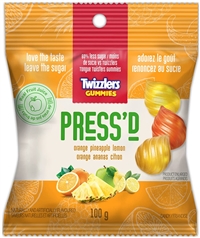 Twizzlers Gummies Press'D Orange Pineapple Lemon  12/100g Sugg Ret $6.99***ON SALE FOR $1.19 EACH***