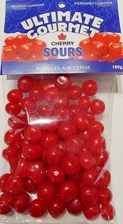 Ultimate Gourmet Header Bag Cherry Sours 12/180g Sugg Ret $4.49