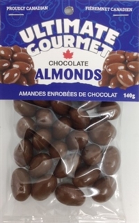 Ultimate Gourmet Header Bag Chocolate Almonds 12/140g Sugg Ret $4.99