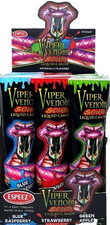 Viper Venom Sour Liquid Candy 12/120g Sugg Ret $5.99