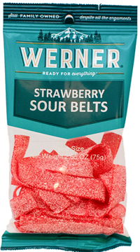 Werner  Strawberry Belts 6/75g Sugg Ret $4.99