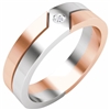 A striking two tone mens'd wedding band with a round brilliant center diamond.