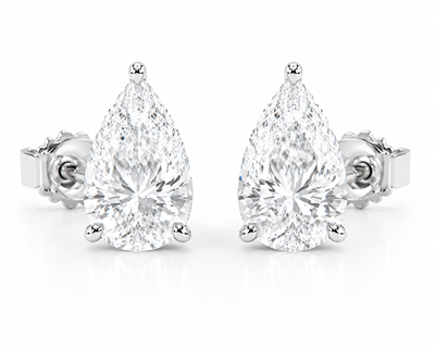 5 carat total weight pear-shaped lab-grown diamond stud earrings in 14K white gold
