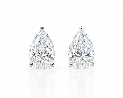 6 carat total weight pear-shaped lab-grown diamond stud earrings in 14K white gold