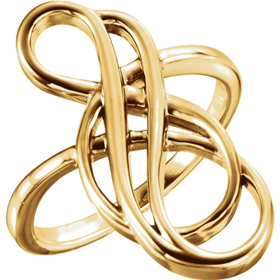 This freely styled 14k yellow gold freeform ring uses artful curves and smooth lines to create this signature look.