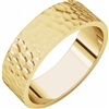 This 14k yellow gold hammered men's wedding band is available in either white, yellow or rose gold.
