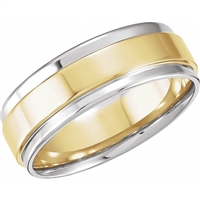 This 14k two tone men's band is featured in yellow and white gold.