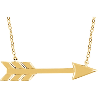 14K Yellow Gold Flying Arrow Necklace