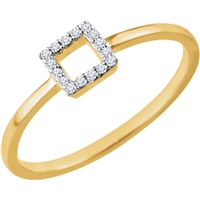 This stylish 14k yellow gold diamond stackable ring features a diamond set square in the middle of this 14k yellow gold diamond stack ring.
