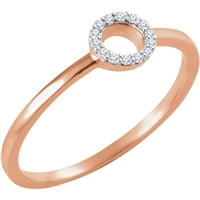 Designed in 14K rose gold, this simple and stunning stack ring with diamonds makes this ring easy to spot in a stack crowd!