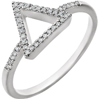 A gorgeous diamond triangle in 14k white gold, featuring 0.10 carats of diamonds.