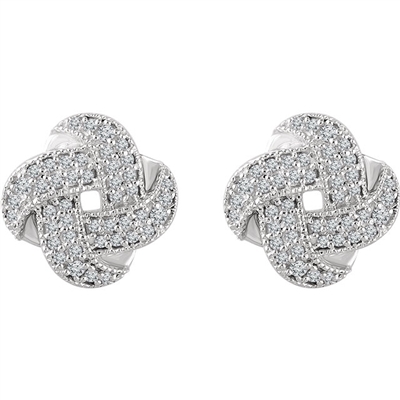 This [air of 14k white gold diamond stud earrings feature 0.33 carats of diamonds in a knot.