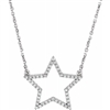 This 14k white gold diamond star necklace features round brilliant diamonds.