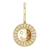 A 14k diamond smiley face pendant, shimmering with round brilliant diamonds.