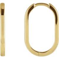 These 14k yellow gold oval hoops are 20 mm.