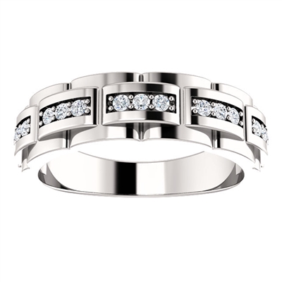 14k white gold diamond mens ring with 0.33 carats of diamonds.