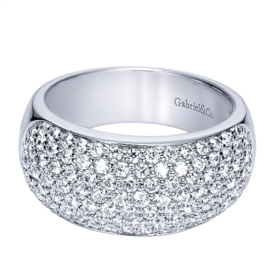 Brimming with round brilliant diamonds, this 14k white gold fashion ring features 1.35 carats of diamond bling.