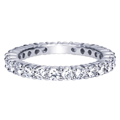 This round diamond eternity band is set with over 1.5 carats of round diamonds in an eternity band setting by Gabriel & Co.