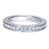 The texture in this 14k white gold diamond wedding band features 0.85 carats in a luscious setting.