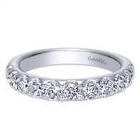 One carat of round diamonds shine in a 14k white gold diamond wedding band!