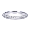 Double sides of round diamonds stack against each other to create this well designed, high quality 14k white gold diamond wedding band.