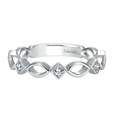 14k white gold diamond stackable ring with 0.08 carats.