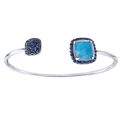 This funky and cool sterling silver cuff bracelet features 3.77 carats in colorful blue stones and is a favorite of fashionista's everywhere!