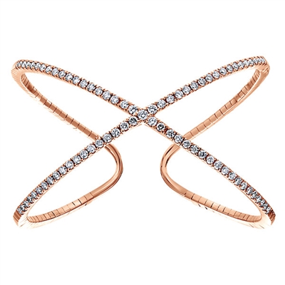 This rose gold bangle is styling with almost 2 carats of full round brilliant diamonds.