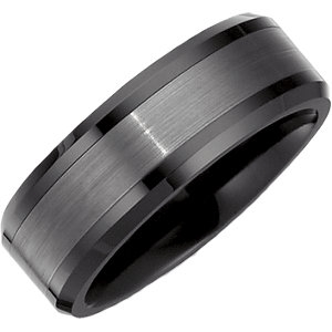 A ceramic and tungsten men's wedding band.