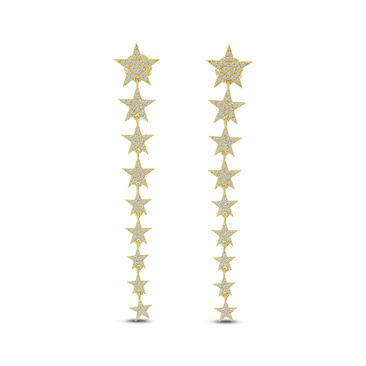 14K Yellow Shooting Star Diamond Drop Earrings