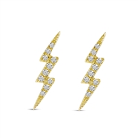 A diamond stud earring with a lightning bolt design featuring delicate round brilliant diamond accents.