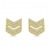 These 14k yellow gold diamond stud earrings showcase a chevron shape with nearly one quarter carats of diamond shine.