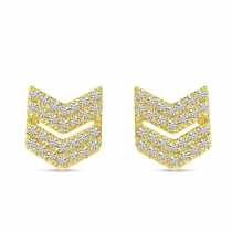 These 14k yellow gold diamond stud earrings showcase a chevron shape with nearly one quarter carats of diamond shine.