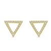 This 14k yellow gold diamond triangle stud earring pair features nearly one quarter carats of round brilliant diamond sparkle.