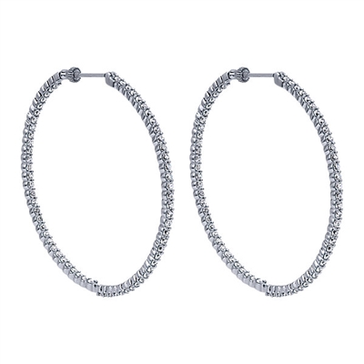 14K White Gold and 4 carats of Diamonds in theis 14k Whie Gold In & Out Diamond Hoop Set